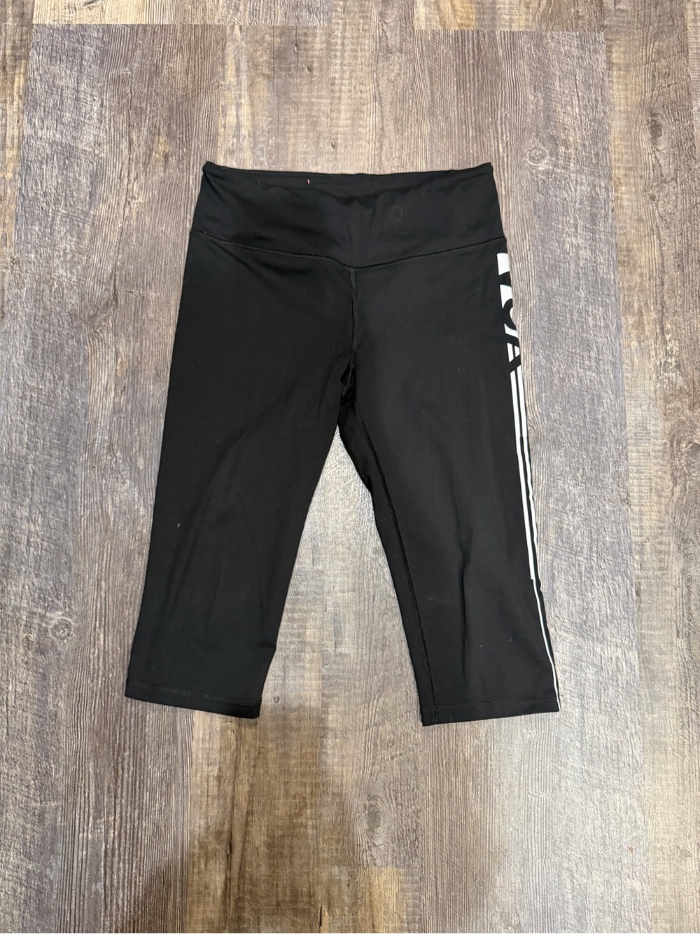Victoria's Secret Black Capri Leggings with White Side Stripe